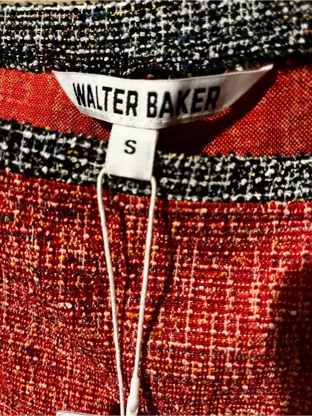 Walter Baker Red Tweed Flare Pants with Contrast Trim